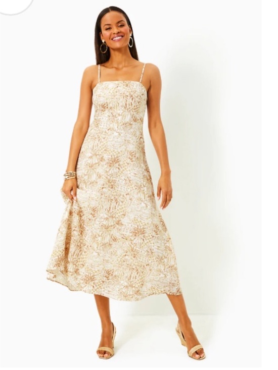 Lilly Pulitzer Dresses & Skirts - NWT Lilly Pulitzer
JORGIAN LINEN MIDI DRESS, SAND BAR PALM BEACH PARADISE